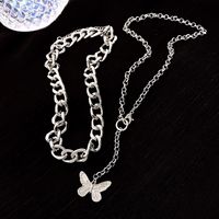 Fashion Metallic Double Layer Butterfly Pendant Stainless Steel Necklace main image 5