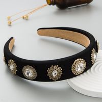 New Fashion Hair Accessories Female Baroque Color Glass Drill Beige Headband main image 3