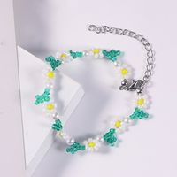 2022 New Summer Handmade Beaded Weave Flowers Leaf Pearl Necklace Bracelet Set Wholesale main image 2