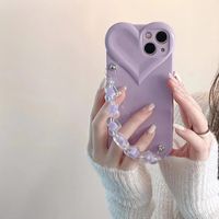 Fashion Solid Color Transparent Epoxy Heart Bracelet Iphone13 Phone Case sku image 2