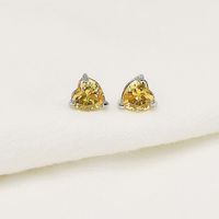 Hot European And American Heart Temperamental Color Zircon Stud Earrings Crystal Peach Heart Ins Simple Earrings Female Spot sku image 4