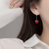 Fashion Simple Asymmetric Shiny Heart Long Alloy Ear Studs Ear Clip main image 1