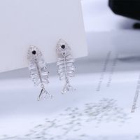 Fashion Micro-inlaid Zircon Fishbone Earrings Nhdo128994 sku image 3