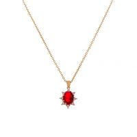 Fashion Red Oval Sunflower Gem Zircon Pendant Women's Copper Necklace main image 7
