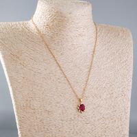 Fashion Red Oval Sunflower Gem Zircon Pendant Women's Copper Necklace main image 5