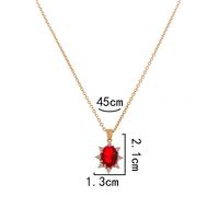 Fashion Red Oval Sunflower Gem Zircon Pendant Women's Copper Necklace main image 6