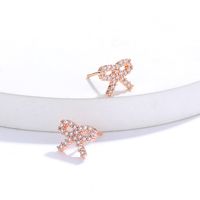 Fashion Ornament Copper Electroplated 18k Gold Inlaid Zircon Bow Earrings main image 1