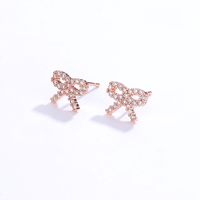 Fashion Ornament Copper Electroplated 18k Gold Inlaid Zircon Bow Earrings main image 2