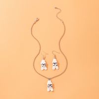 Fashion Cartoon Cute Bunny Polymer Clay Alloy Earrings And Necklace Set main image 2