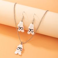 Fashion Cartoon Cute Bunny Polymer Clay Alloy Earrings And Necklace Set sku image 1