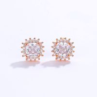 Fashion Creative Round Geometric Copper Plating 18k Gold Inlaid Zircon Stud Earrings main image 2