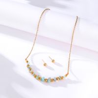 Fashion Bohemian Stainless Steel Plating 18k Gold Stud Earrings Natural Stone Necklace Set main image 1