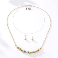 Fashion Bohemian Stainless Steel Plating 18k Gold Stud Earrings Natural Stone Necklace Set main image 3
