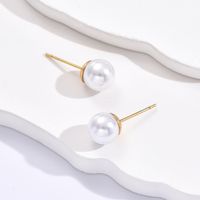 As Picture Fashion Ball 304 Stainless Steel Artificial Pearls 14K Gold Plated Ear Studs main image 1