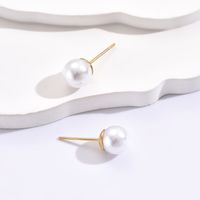 As Picture Fashion Ball 304 Stainless Steel Artificial Pearls 14K Gold Plated Ear Studs main image 2