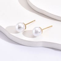 As Picture Fashion Ball 304 Stainless Steel Artificial Pearls 14K Gold Plated Ear Studs main image 3