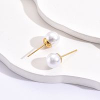 As Picture Fashion Ball 304 Stainless Steel Artificial Pearls 14K Gold Plated Ear Studs main image 4