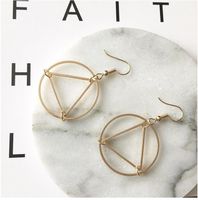 Fashion Simple Geometric Hollow Triangle Round Ring Earrings main image 1
