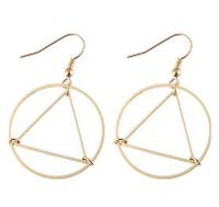 Fashion Simple Geometric Hollow Triangle Round Ring Earrings main image 3