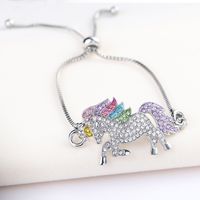 Fashion Elegant Colorful Rhinestone Inlaid Unicorn Adjustable Bracelet Ornament main image 1