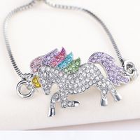 Fashion Elegant Colorful Rhinestone Inlaid Unicorn Adjustable Bracelet Ornament main image 2