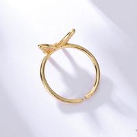 Simple Fashion Copper Plating 18k Gold Zircon Opening Butterfly Ring main image 2