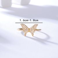 Simple Fashion Copper Plating 18k Gold Zircon Opening Butterfly Ring main image 4