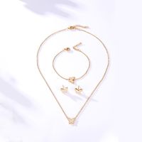 201 Stainless Steel 18K Gold Plated Fashion Plating Butterfly Bracelets Earrings Necklace main image 2
