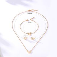 201 Stainless Steel 18K Gold Plated Fashion Plating Butterfly Bracelets Earrings Necklace main image 3