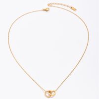 Mode Einfache Ornament Edelstahl Galvani Gold Herzförmigen Anhänger Halskette main image 3