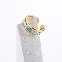 New Style Copper Plating 18k Gold Inlaid Zircon Dripping Oil Heart-shaped Open Ring main image 2