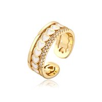 New Style Copper Plating 18k Gold Inlaid Zircon Dripping Oil Heart-shaped Open Ring sku image 1