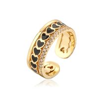 New Style Copper Plating 18k Gold Inlaid Zircon Dripping Oil Heart-shaped Open Ring sku image 8