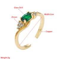Fashion 18k Gold Copper Micro Inlaid Zircon Geometric Open Little Finger Ring main image 2