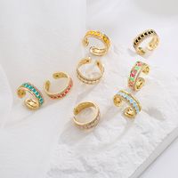 New Style Copper Plating 18k Gold Inlaid Zircon Dripping Oil Heart-shaped Open Ring main image 1