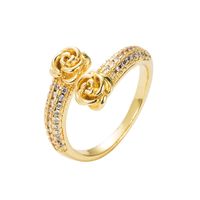 Fashion New Opening Adjustable Creative Star Moon Copper Plating 18k Gold Micro Zircon Ring main image 3