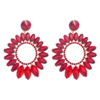 Fashion Large Alloy Inlaid Glass Drill  Hollowed-out Flower-shaped Earrings Wholesale main image 2