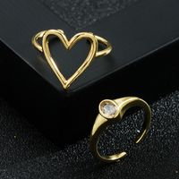 Fashion New Copper Plating 18k Gold Micro Inlaid Zircon Open Female Hollow Ring main image 1