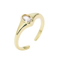Fashion New Copper Plating 18k Gold Micro Inlaid Zircon Open Female Hollow Ring main image 5