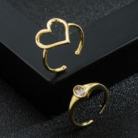 Fashion New Copper Plating 18k Gold Micro Inlaid Zircon Open Female Hollow Ring main image 2