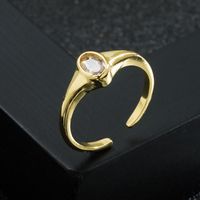 Fashion New Copper Plating 18k Gold Micro Inlaid Zircon Open Female Hollow Ring main image 3