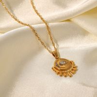 Simple 18k Gold Plated Stainless Steel Oval Zircon Eye Pendant Necklace main image 5