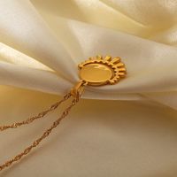Simple 18k Gold Plated Stainless Steel Oval Zircon Eye Pendant Necklace main image 4