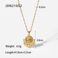 Simple 18k Gold Plated Stainless Steel Oval Zircon Eye Pendant Necklace sku image 1