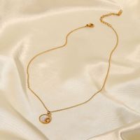 Fashion Stainless Steel 18k Gold Plated Round White Shell Moon Necklace main image 5