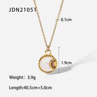 Fashion Stainless Steel 18k Gold Plated Round White Shell Moon Necklace sku image 1