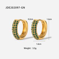 New Style 18k Gold Plated Green Zircon Stainless Steel Earrings sku image 1