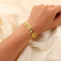 Simple Three-layer Flat Snake Bone Chain 18k Gold Plated Stainless Steel Bracelet main image 1