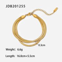 Simple Three-layer Flat Snake Bone Chain 18k Gold Plated Stainless Steel Bracelet sku image 1