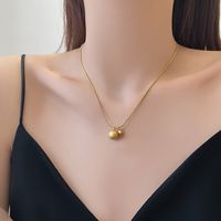 Fashion Stainless Steel 18k Gold Plated Frosted Round Glossy Ball Pendant Necklace main image 6